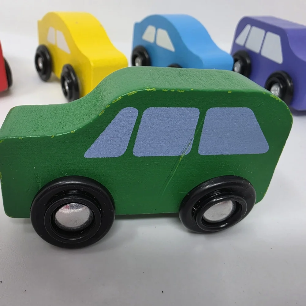 Melissa and Doug Wood Colorful Cars Work Trucks Lot of 7